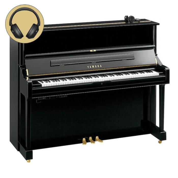 Yamaha U1 SH2 PE messing silent piano (zwart hoogglans) 